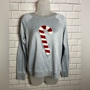 JACLYN INTIMATES Gray Candy Cane Sweatshirt/size M